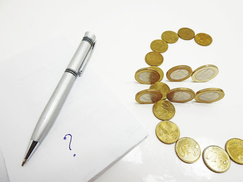 Eiro symbol builds from coins