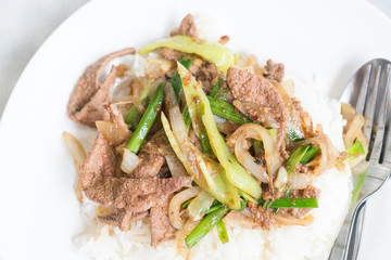 Fried Stir Pork Liver with Sweet Pepper , Thai food