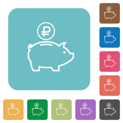 Flat Ruble piggy bank icons