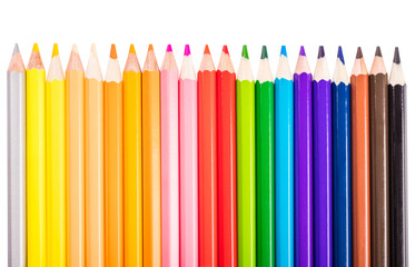 multicolored sharpened pencils close-up