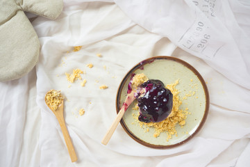 Blueberry cheesecake top view