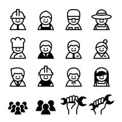 Staff, job, worker, career, labor day icon set
