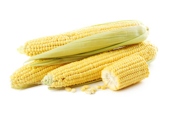 Sweet corns isolated on a white