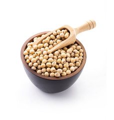 soybeans with wooden spoon