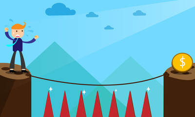 Businessman risk to get money. Graphic illustrator. vector