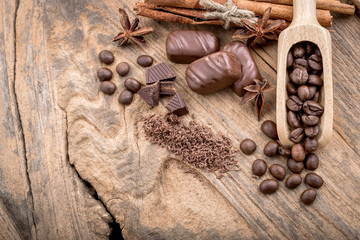 Delicious chocolates and spices