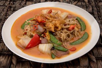 vegetarian dish stir fried mushrooms with vegetables
