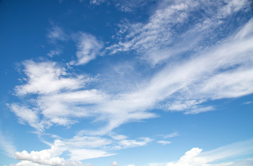 Blue sky and white cloud background.