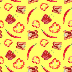 Watercolor red pepper pattern