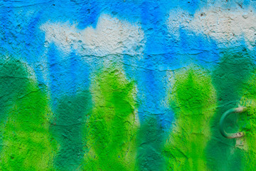 texture of paint brush strokes of different colors on the wall