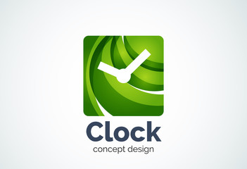 Clock logo template, time management business concept