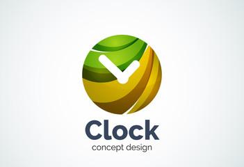 Clock logo template, time management business concept