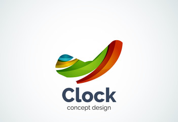 Clock logo template, time management business concept
