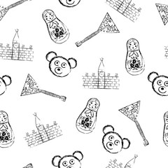 Russian symbols icons seamless pattern