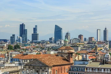 Foto op Plexiglas Milaan nieuwe stad uitzicht van bovenaf © Sergey Yarochkin
