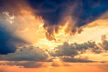 Sky with white clouds before sunset
