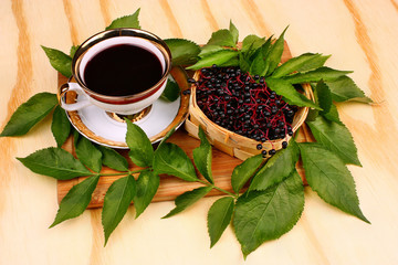 Fresh cup tea fruit elderberry