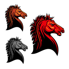 Fiery red wild mustang horse tribal mascot design