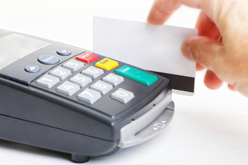 Payment terminal and mockup of plastic card