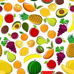 Sweet and fresh fruits seamless pattern background
