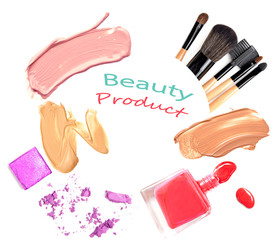 Various cosmetics isolated over white
