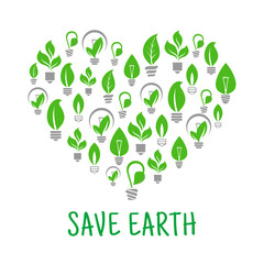 Save Earth. Green leaf energy poster