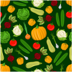 Organic vegetables seamless background