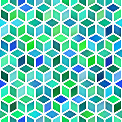 Vector Seamless Shades Gradient Cube Rhombus Grid Geometric Pattern