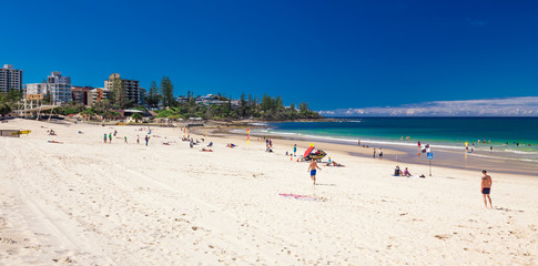 CALOUNDRA, AUS - AUG 13 2016: Hot sunny day at Kings Beach Calun