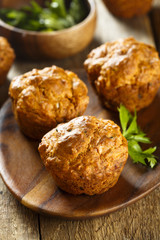 Savory muffins with parsley, cheese and red pesto