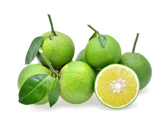 sweet orange(Citrus medica Linn) on white background