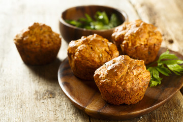 Savory muffins with parsley, cheese and red pesto