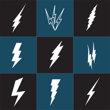 Vector lightning silhouette. Lightning Bolt icon.