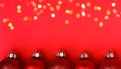 Christmas red background with balls