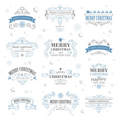 Vector Illustration of Typographic Christmas Design Elements