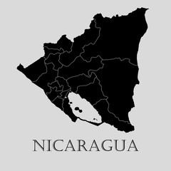 Black Nicaragua map - vector illustration