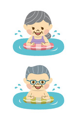 泳ぐ男女　その3