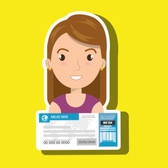 woman ticket travel icon vector illustration design