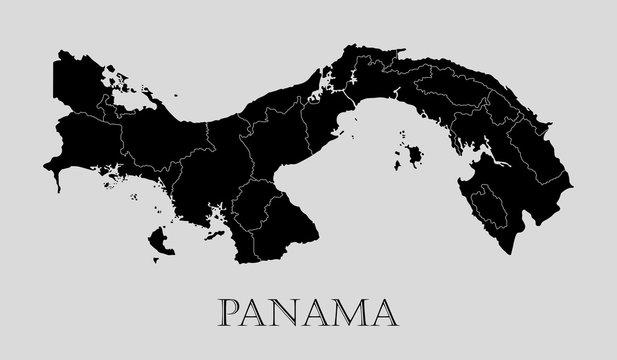 Black Panama map - vector illustration