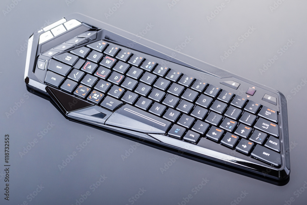 Wall mural futuristic gaming keyboard on black