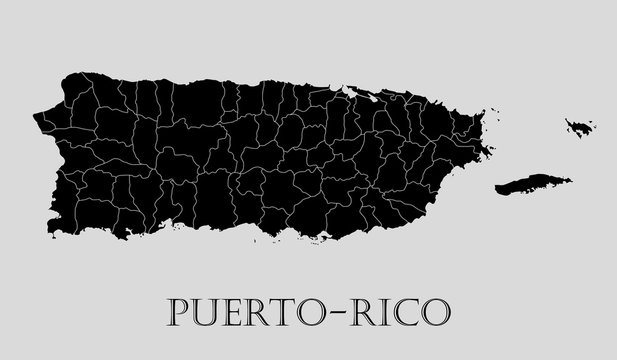 Black Puerto-Rico map - vector illustration
