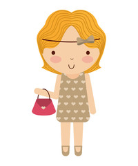 little cute girl isolated icon