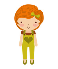 little cute girl isolated icon
