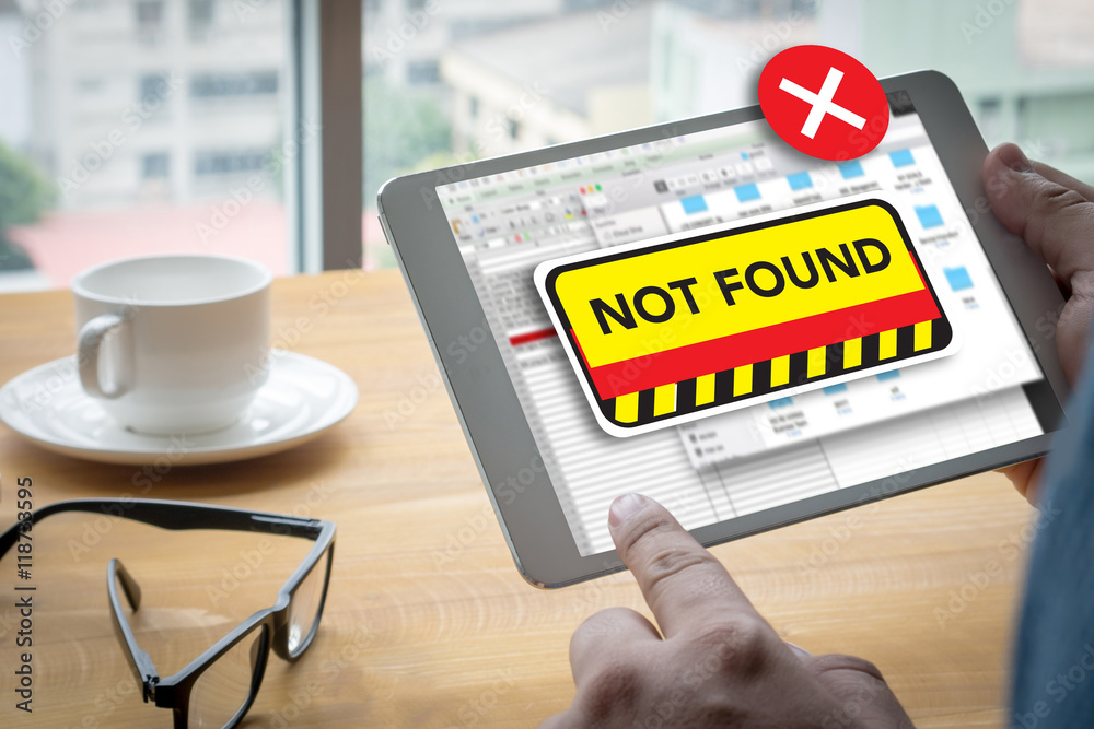 Poster 404 computer not found 404 error failure warning problem