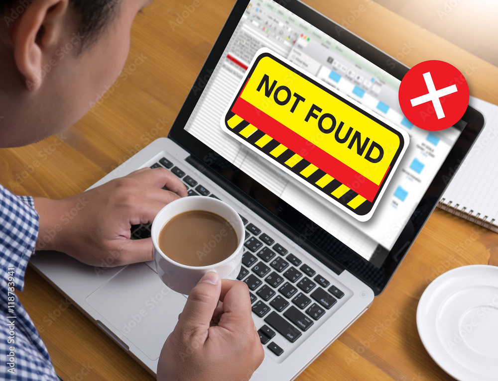 Poster 404 computer not found 404 error failure warning problem
