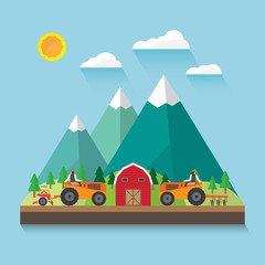 Obraz premium farm and tractor