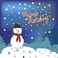 snowman in winter forest