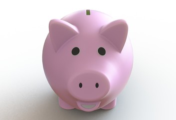 Pink piggy bank isolated on white background