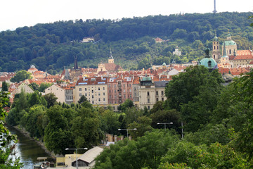 Naklejka premium City of Prague is divided by the river Moldau