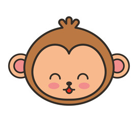 cute monkey animal tender isolated icon